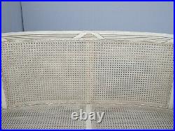 Vintage French Provincial Louis XVI Rococo Off White Cane Settee Loveseat