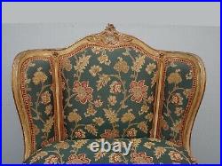 Vintage French Provincial Louis XVI Rococo Ornate Gold Floral Settee Red Plaid