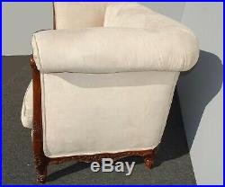 Vintage French Provincial Off White Settee Loveseat Goose Down Feathers Cushion