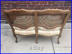 Vintage French Provincial Shabby Chic Double Caned Sofa Couch Settee A