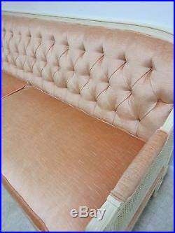 Vintage French Regency Tufted Double Cane Sofa love seat Couch settee