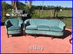Vintage French Victorian Parlor Set Sofa And Matching Arm Chair