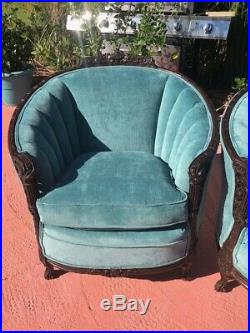 Vintage French Victorian Parlor Set Sofa And Matching Arm Chair