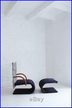 Vintage French Zen Chair with Ottoman by Claude Brisson for Ligne Roset, 1980s