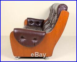 Vintage G Plan Sofa 3 Seater Teak Studio Couch Faux Leather Retro 60s 70s