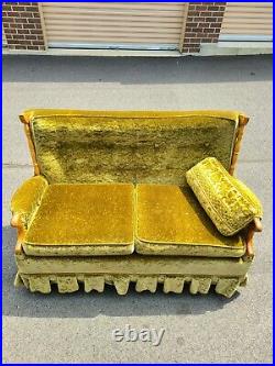 Vintage Green Crushed Velvet Rocking Couch Love seat
