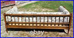 Vintage Gustavian Style Spindle Back Bench Toile Settee Walnut Daybed Sofa Couch
