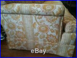 Vintage HENREDON SCHOONBECK Floral Sofa Couch Ivory w Green Orange Yellow EVC