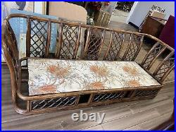 Vintage Heavy Mid Century Modern Authentic Bamboo Rattan Sofa & Chair Patio Set