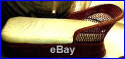 Vintage Henry Link Rattan Wicker Chaise Lounge Chair Cushion Fainting Couch Nice
