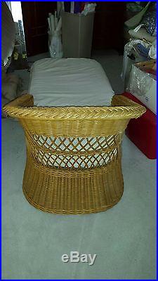 Vintage Henry Link Rattan Wicker Chaise Lounge Chair Cushion Fainting Couch Nice