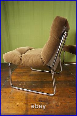 Vintage Herlag Sessel Retro Easy Chair Danish Chrom Cord 70er 1/2