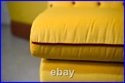 Vintage Hollywood Glam Semi-Circle Yellow Red Velour Curved Sofa Set 2 Pieces