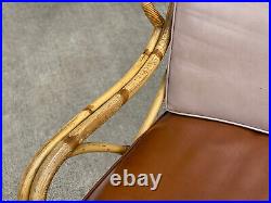 Vintage Hollywood Regency Boho Rattan Sculpted Settee Loveseat Sofa