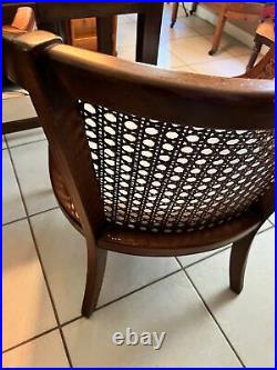 Vintage Hollywood Regency Cane Barrel Back Wood Lounge Arm Chair Faux Bamboo MCM