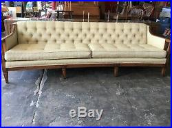Vintage Hollywood Regency Curved Sofa, Cream Brocade