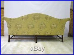 Vintage Kittinger Camel-Back Sofa, Mahogany Legs Lampas Style Fabric