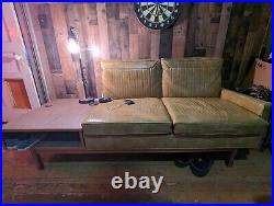 Vintage Leather Couch Withan Attached Table