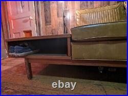 Vintage Leather Couch Withan Attached Table