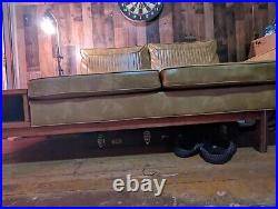 Vintage Leather Couch Withan Attached Table