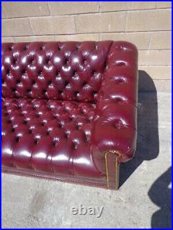 Vintage Leather English Chesterfield Sofa Couch Loveseat Sleeper Bed Vintage