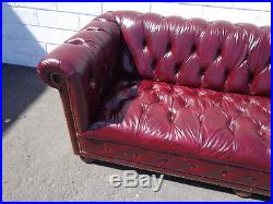 Vintage Leather English Chesterfield Sofa Couch Loveseat Tufted Settee Rustic