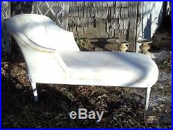 Vintage MID Century French Provincial White Painted Chaise Lounge