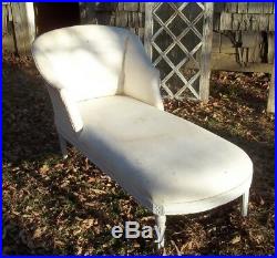Vintage MID Century French Provincial White Painted Chaise Lounge