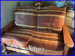 Vintage MONTEREY Love Seat-custom seat covers-leather/wool southwest colors