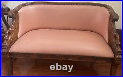 Vintage Mahogany Leather Settee
