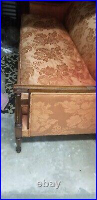 Vintage Mahogany Sheraton Style Sofa Chair w Red Duck Down Cushion, Silk