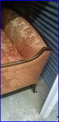 Vintage Mahogany Sheraton Style Sofa Chair w Red Duck Down Cushion, Silk