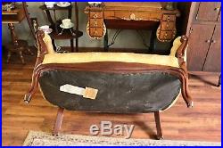 Vintage Mahogany Victorian Style Carved Settee with Tufted Curved Back