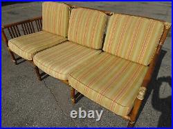 Vintage McGuire Gold Sofa Bamboo Rattan & Rawhide Straps Asis