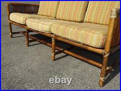 Vintage McGuire Gold Sofa Bamboo Rattan & Rawhide Straps Asis