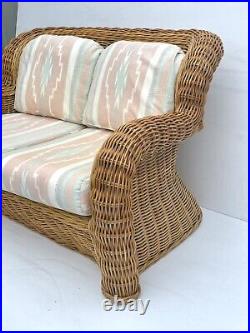 Vintage Michael Taylor Style Woven Natural Wicker Settee