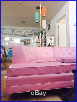 Vintage MidCentury Pink Sofa Sectional Couch retro 1960s Mod 1950s Madmen