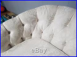 Vintage Mid Century CHESTERFIELD SOLID WHITE TUFTED SOFA Mfg. Rudin's Since 1912