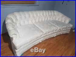 Vintage Mid Century CHESTERFIELD SOLID WHITE TUFTED SOFA Mfg. Rudin's Since 1912
