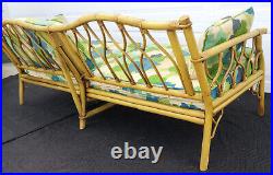 Vintage Mid Century Ficks Reed Fretwork Bamboo Long Couch