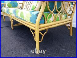 Vintage Mid Century Ficks Reed Fretwork Bamboo Long Couch