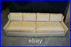 Vintage Mid Century French Silk Brocade Down Filled Track Arm Sofa Couch Fringe