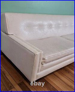Vintage Mid-Century Modern 1960s White Ostrich Leather Sofa Retro Elegance