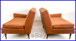 Vintage Mid Century Modern 2 Piece Sectional Sofa Couch Retro Orange Kroehler