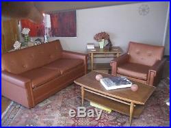 Vintage Mid Century Modern 60's Naugahyde Couch and Chair set