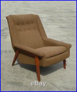 Vintage Mid Century Modern Brown Sofa and Chair Folke Ohlsson for Dux Style