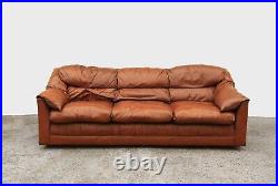 Vintage Mid Century Modern Emerson leather brown leather sofa