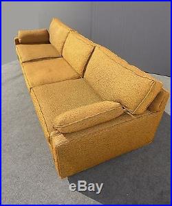 Vintage Mid Century Modern Long Gold Sofa Couch on Castors