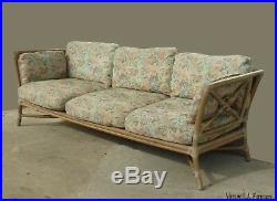Vintage Mid Century Modern McGuire Bamboo Sofa Settee Leather Straps by McGuire