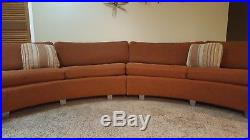 Vintage Mid Century Modern Milo Baughman/Coggin Rust Curved Sectional Sofa 1960s
